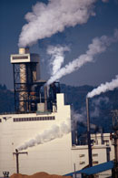 Picture of smokestacks; Actual size=130 pixels wide
